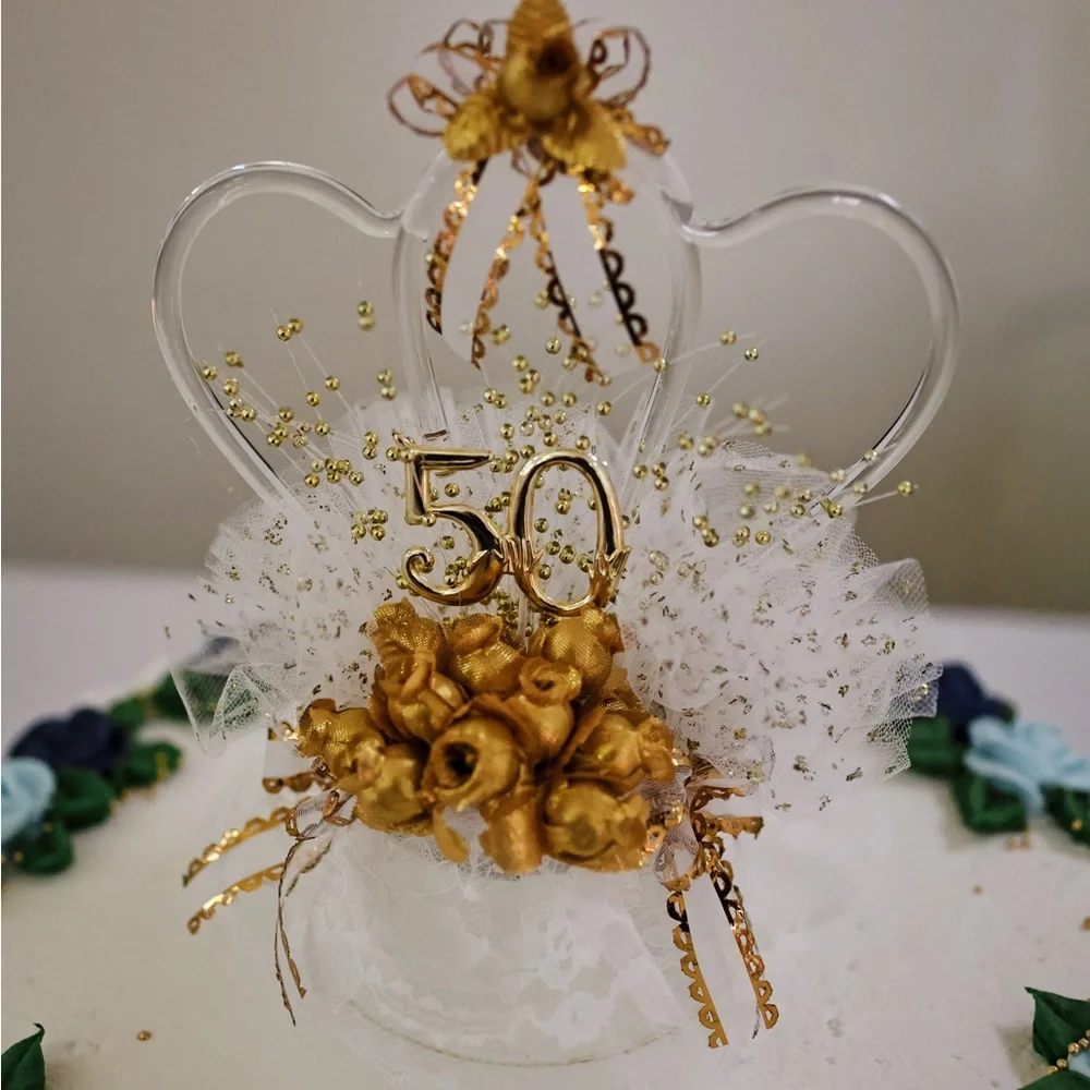50th Golden Anniversary Cake Topper vintage